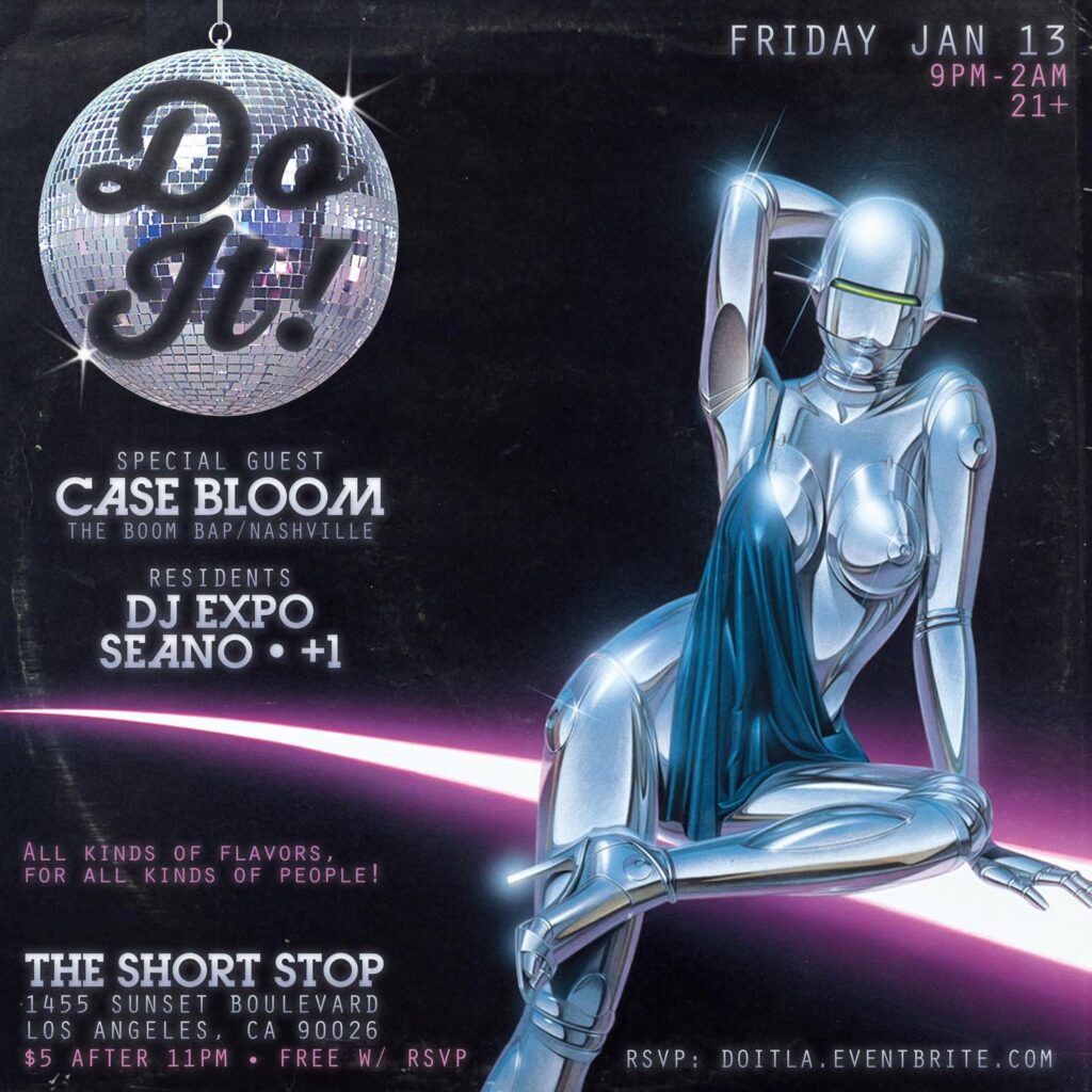 Do It! flyer: special guest Case Bloom, The Short Stop, Los Angeles, Friday January 13 (year not printed)