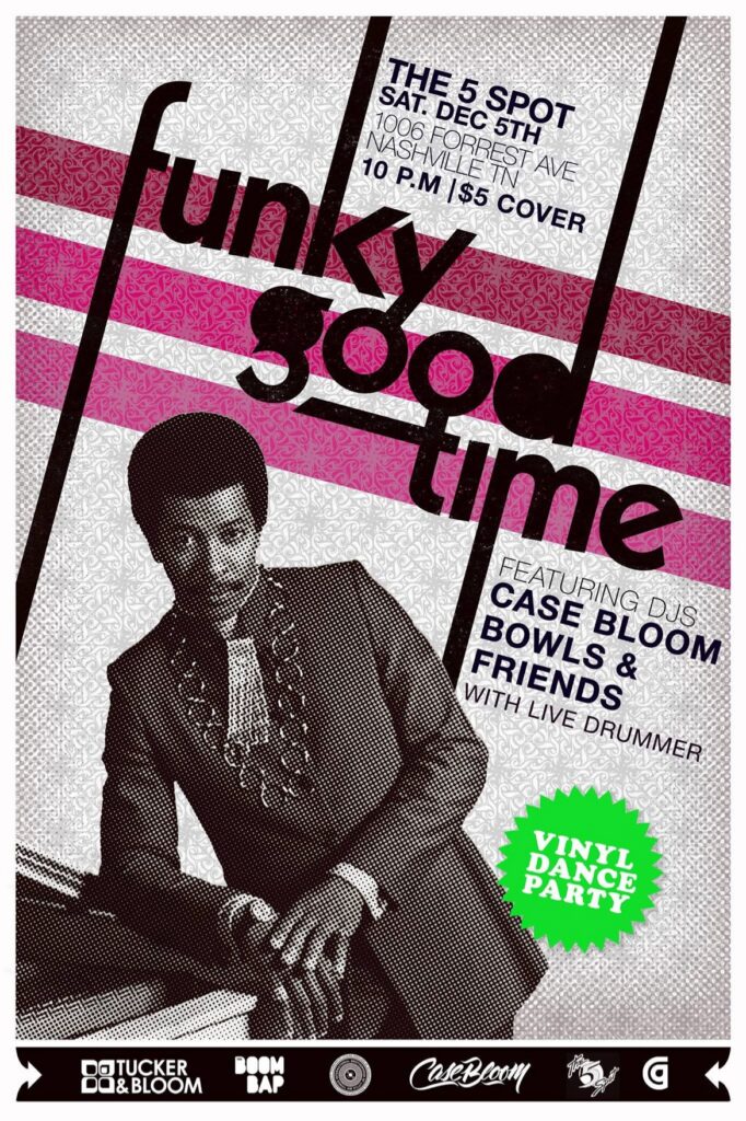 Funky Good Time at The 5 Spot, Nashville — Saturday December 5th flyer, with a live drummer.