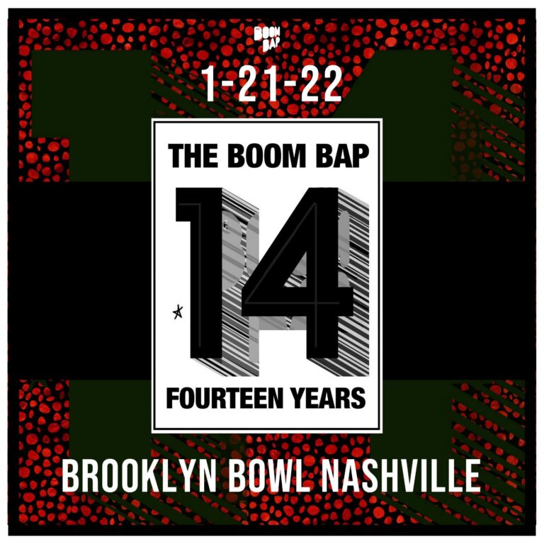 The Boom Bap 14 year anniversary flyer from 2022