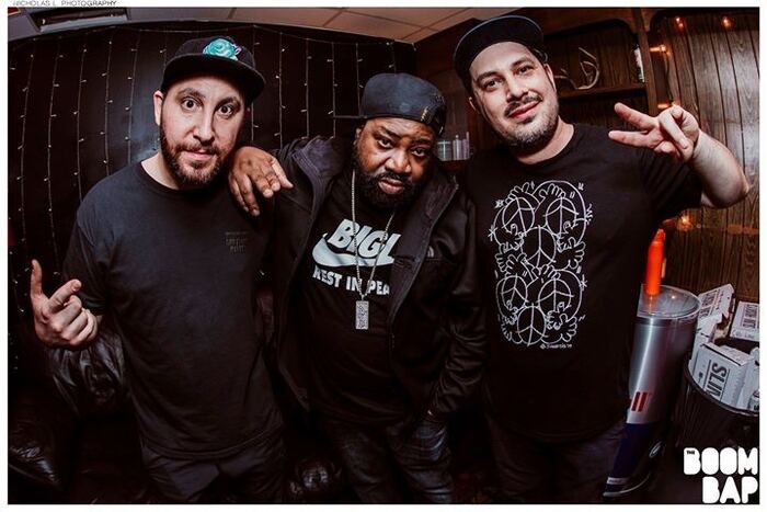 Case Bloom with crew at The Boom Bap, photo by Nicholas L. Photography