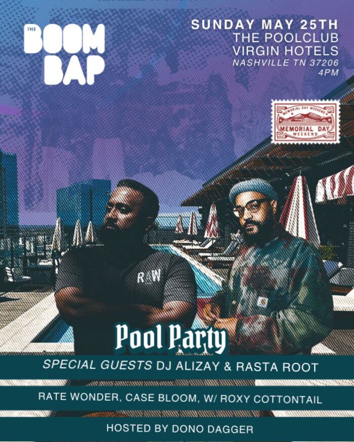The Boom Bap pool party flyer