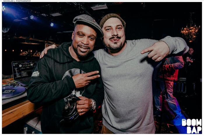 Case Bloom and friend at The Boom Bap, photo by Nicholas L. Photography