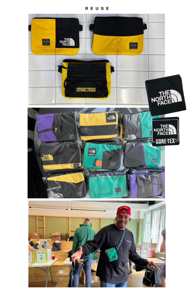 Live Convention reuse lookbook: Tucker & Bloom bags sewn from repurposed The North Face and Steep Tech materials for Live Convention 2023